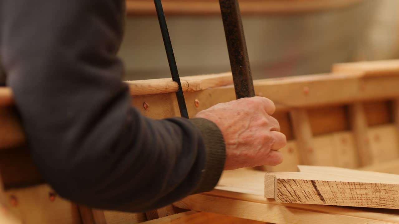 Boat Building, Sawing Wooden Covering board