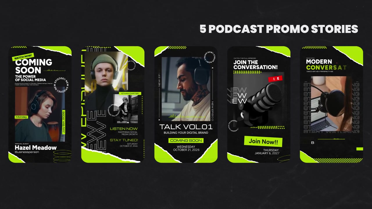 Collezione di moderni template promozionali per podcast per storie sui social media