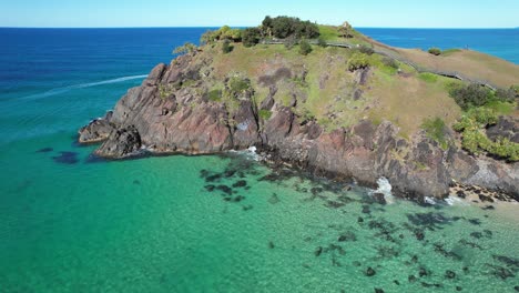 Vista-Panorámica-Aérea-De-La-Punta-De-Norries-Y-La-Playa-De-Cabarita,-Tweed-Shire,-Bogangar,-Ríos-Del-Norte,-Nueva-Gales-Del-Sur,-Australia