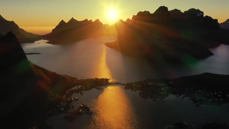 evening sunset lofoten islands norway. reine lofoten is an archipelago in the county of nordland, norway.