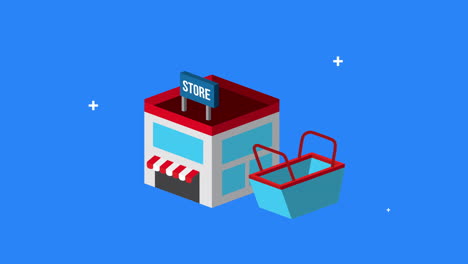 comercialización comercial con construcción de tiendas y cestas