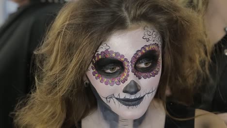 woman with sugar skull makeup