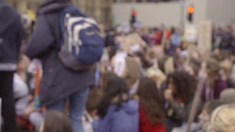 blurred protestors in london