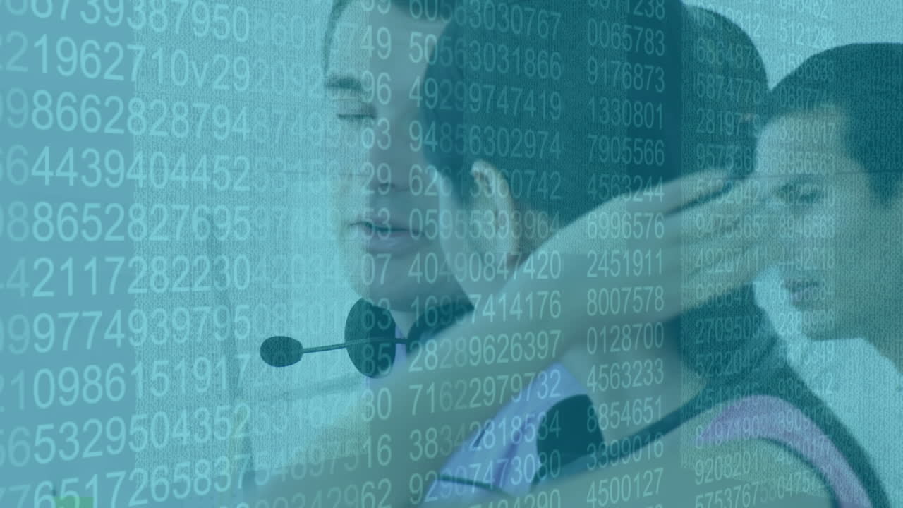 Binary coding data processing over diverse male and female customer care executives talking