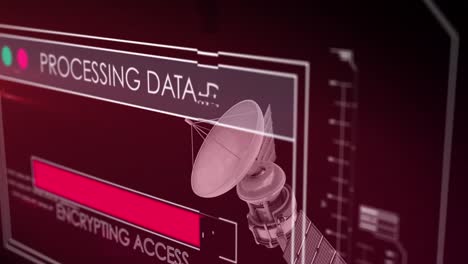 animation of data processing on screen over satellite