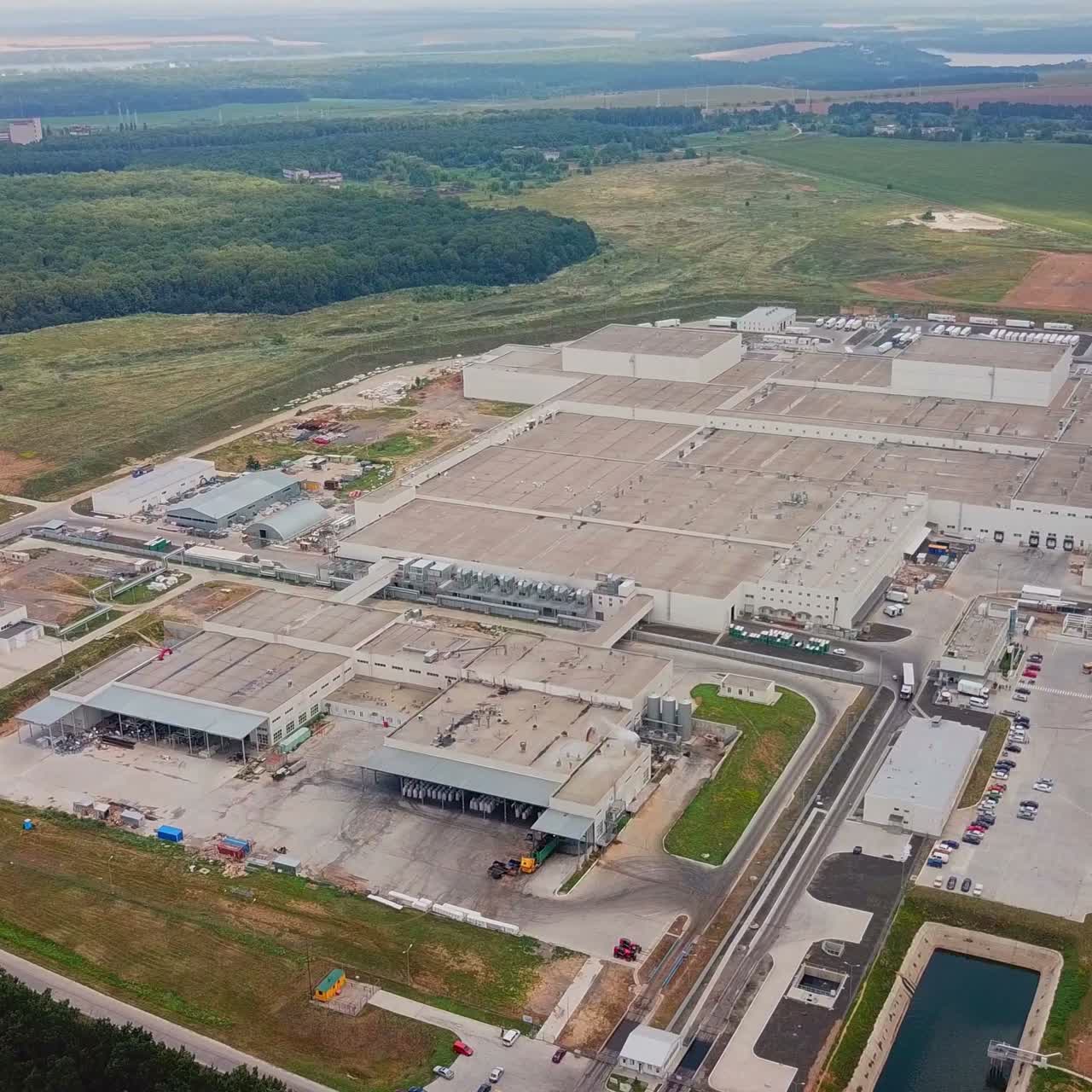 Aerial view of modern industrial factory