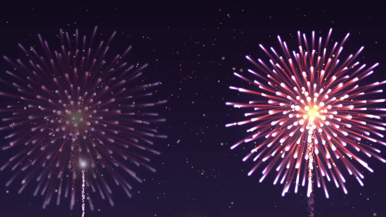 Fireworks exploding in a starry night sky