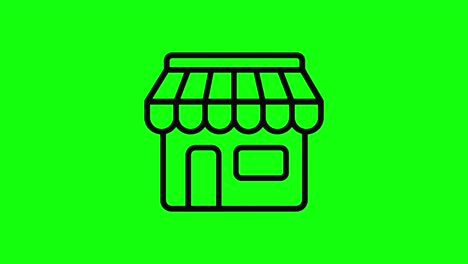 transparent black shop store market icon flat, green screen 10 animations chroma key