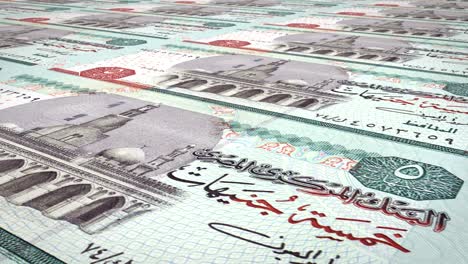 billetes de cinco libras egipcias de egipto rodando, dinero en efectivo, bucle