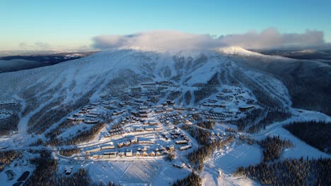 sunrise aerial footage from big white in kelowna bc, canada