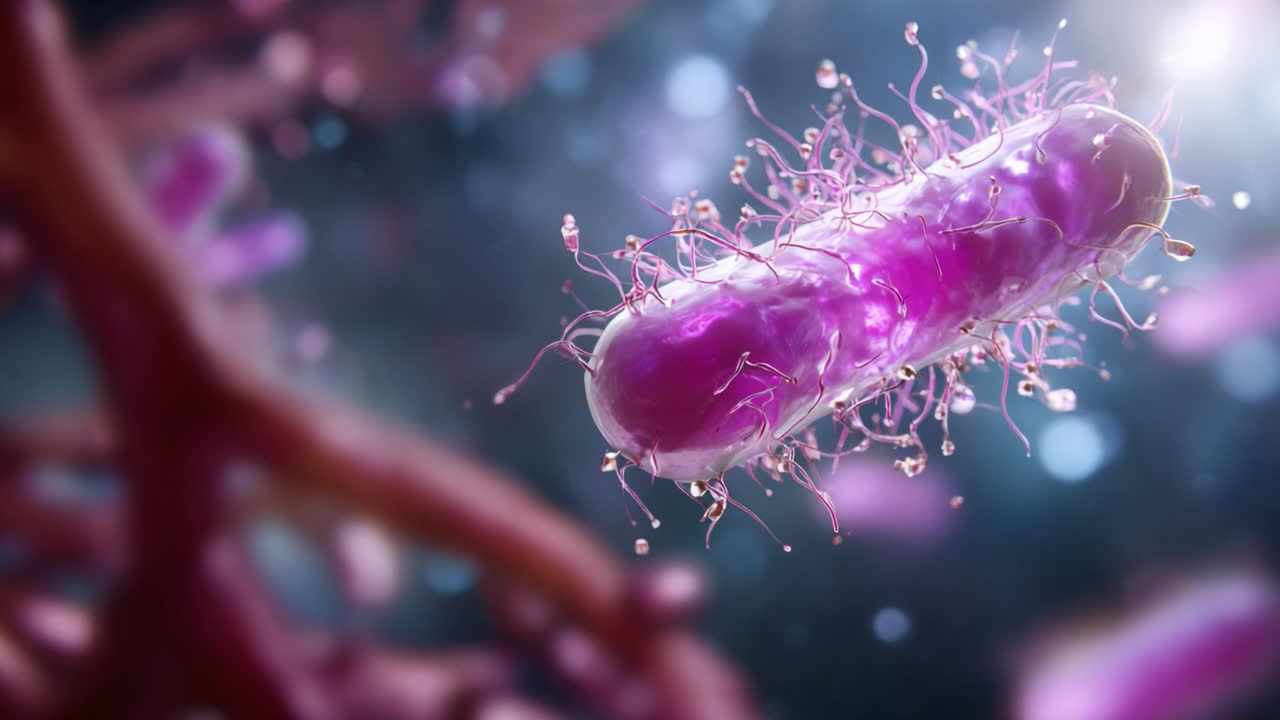 A Visual Exploration of Bacteria: Capturing the Intriguing Structure and Dynamic Motion of Microorganisms in a Stunningly Rendered Close-up Perspective