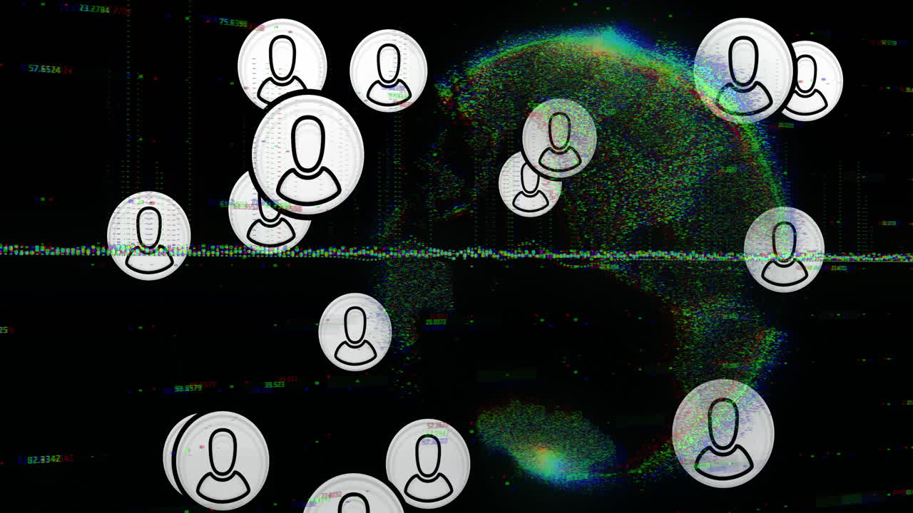 디지털 글로브에 대한 사용자 아이콘 애니메이션 및 데이터 시각화