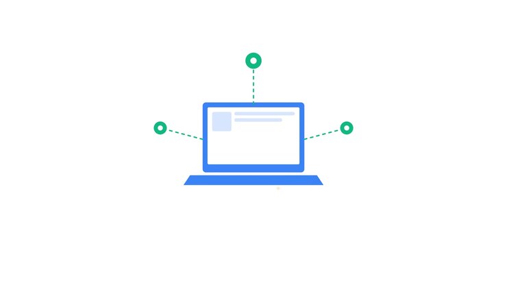 Animated Laptop Icon with Expanding Network Nodes