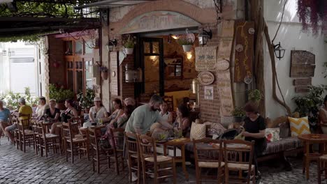 cozy outdoor cafe in greece