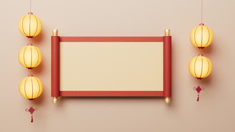 blank chinese ancient red reel banner, 3d rendering.