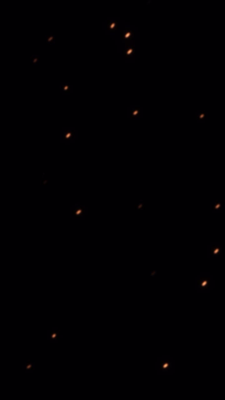 Vertical Shot of Glowing Embers Lifting into the Air From a Source of Fire