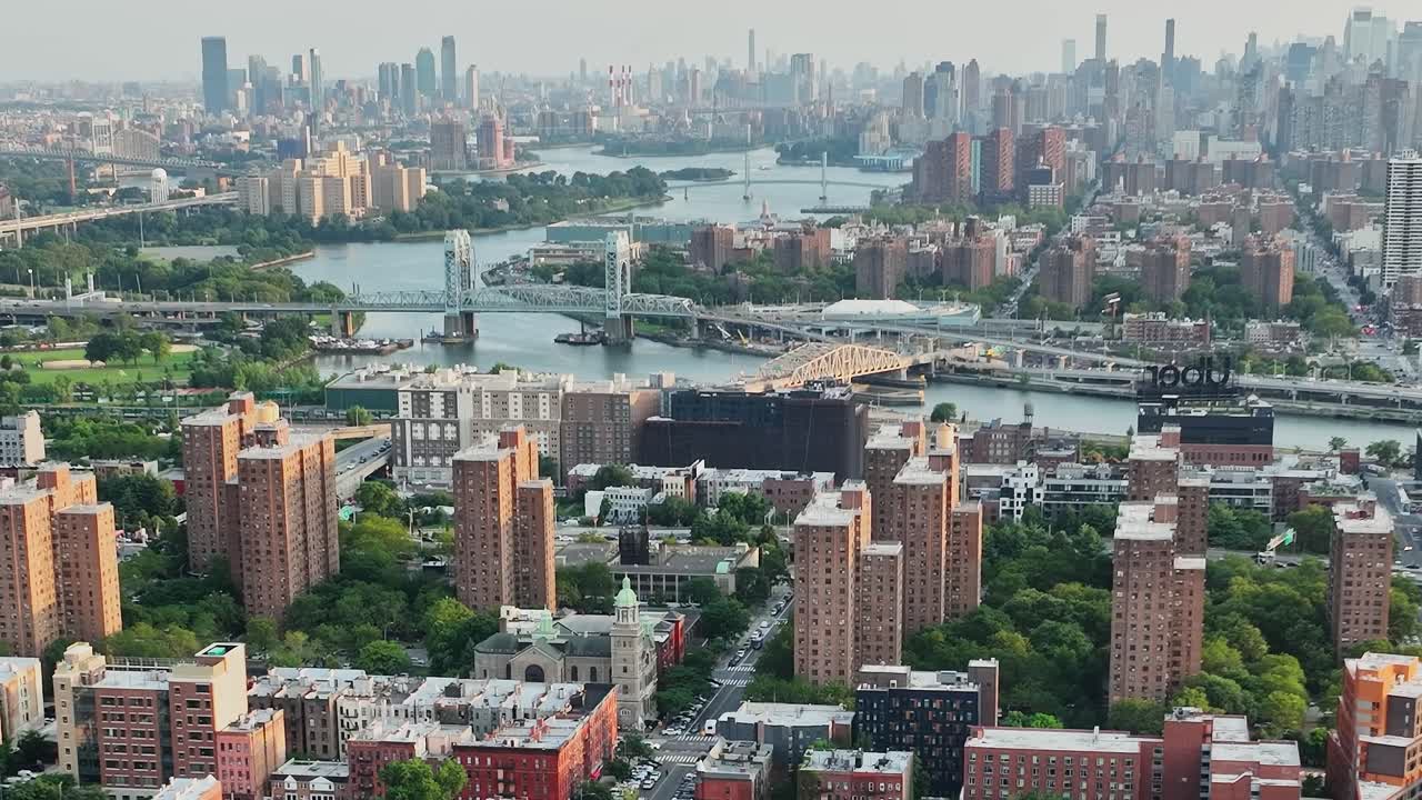 Vibrant aerial view of New York City showcasing urban life and rivers