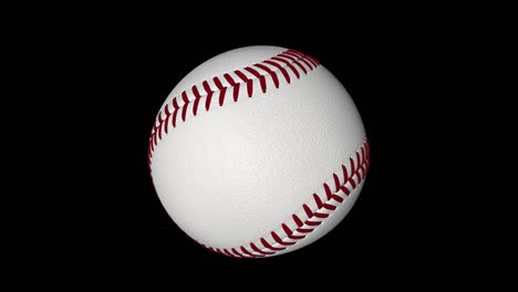 spinning baseball on black screen. 3d animation