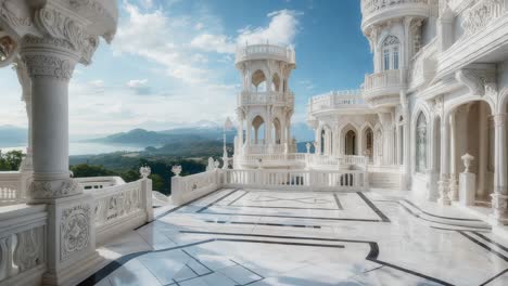 majestic white palace with mountain view