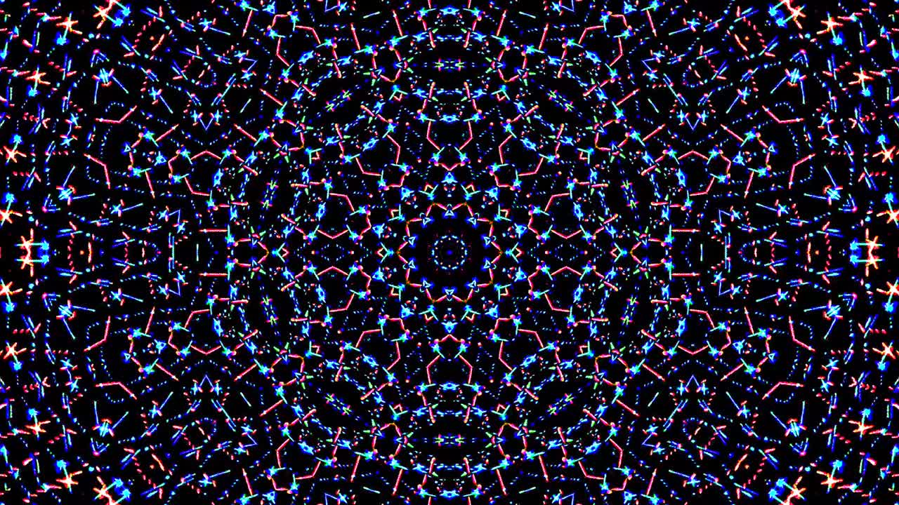 아름답고 추상적인 칼레도스코프, 빛나는 빛, 미묘한 움직임을 조절하는 빛.