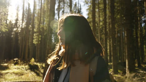 woman hiking in a forest
