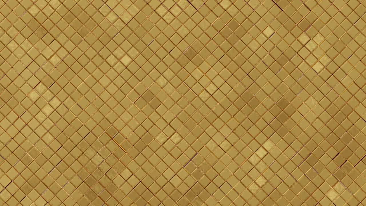 Gold wall with rhombus shapes. Abstract computer graphics