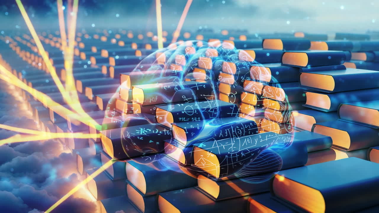 Artificial Intelligence and Knowledge Concept with Brain and Books