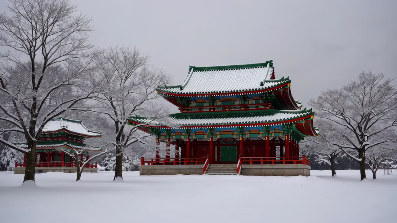 Snowy Japanese Temple