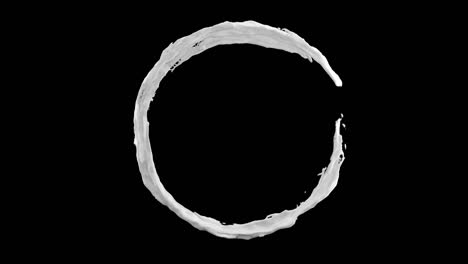 movimiento de leche en cámara lenta de 4k a forma de círculo. la animación 3d incluye el canal alfa.