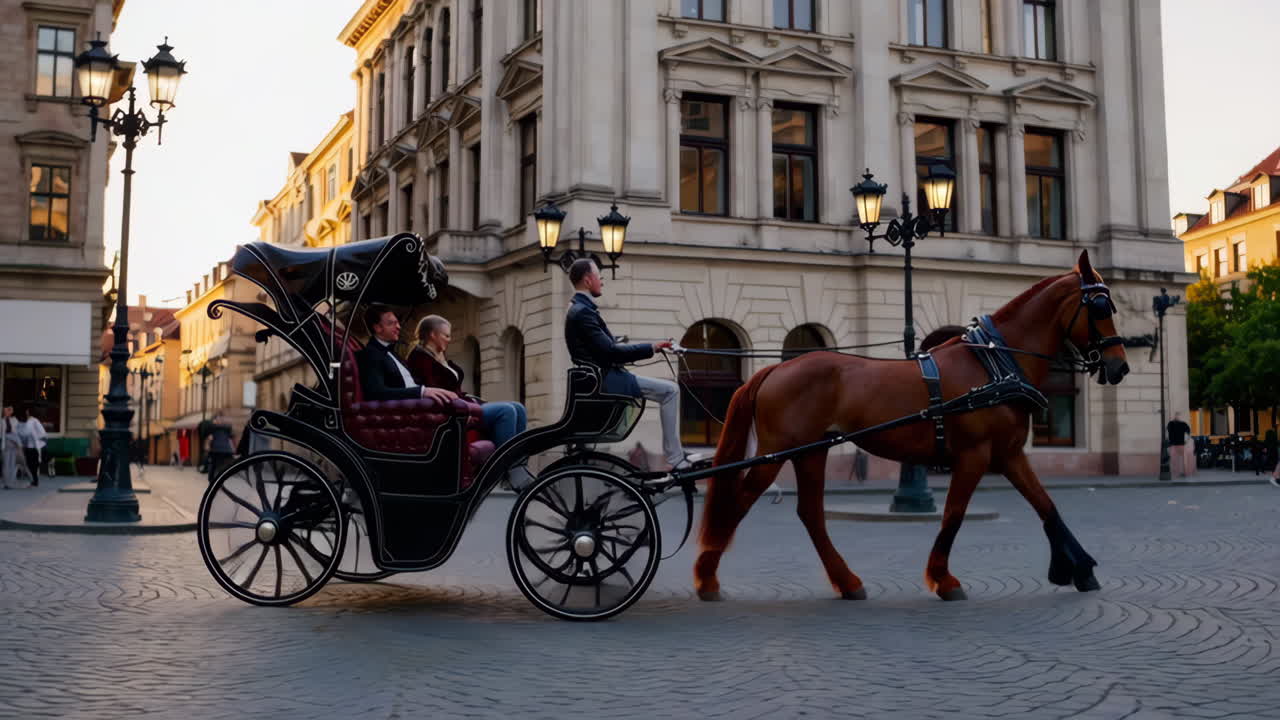 Carrozza a cavalli in una città europea