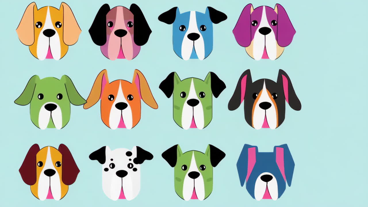 Colorful Cartoon Dog Faces Pattern