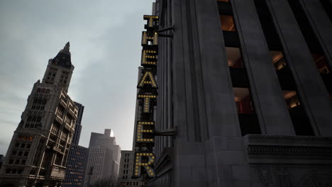 theater building in city at night