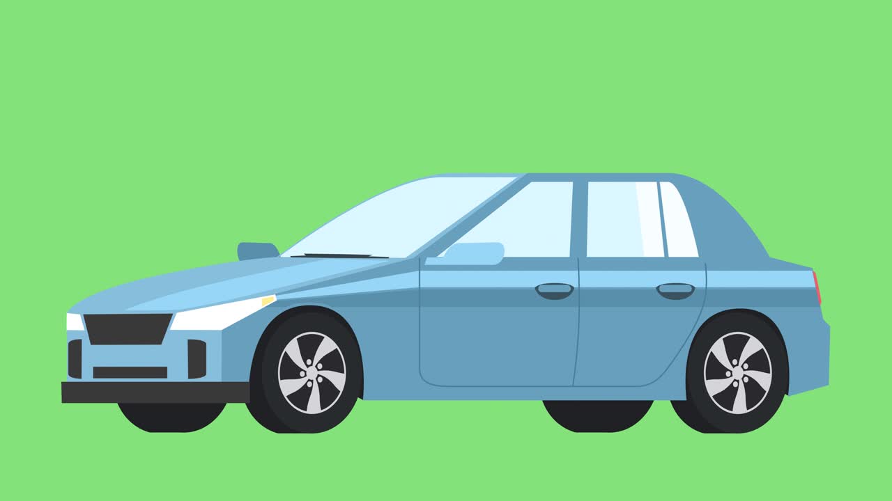 플래트 블루 카 애니메이션: 알파 채널과 함께 루프