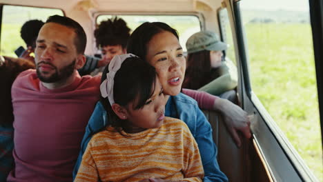 van, road trip and family travel on vacation