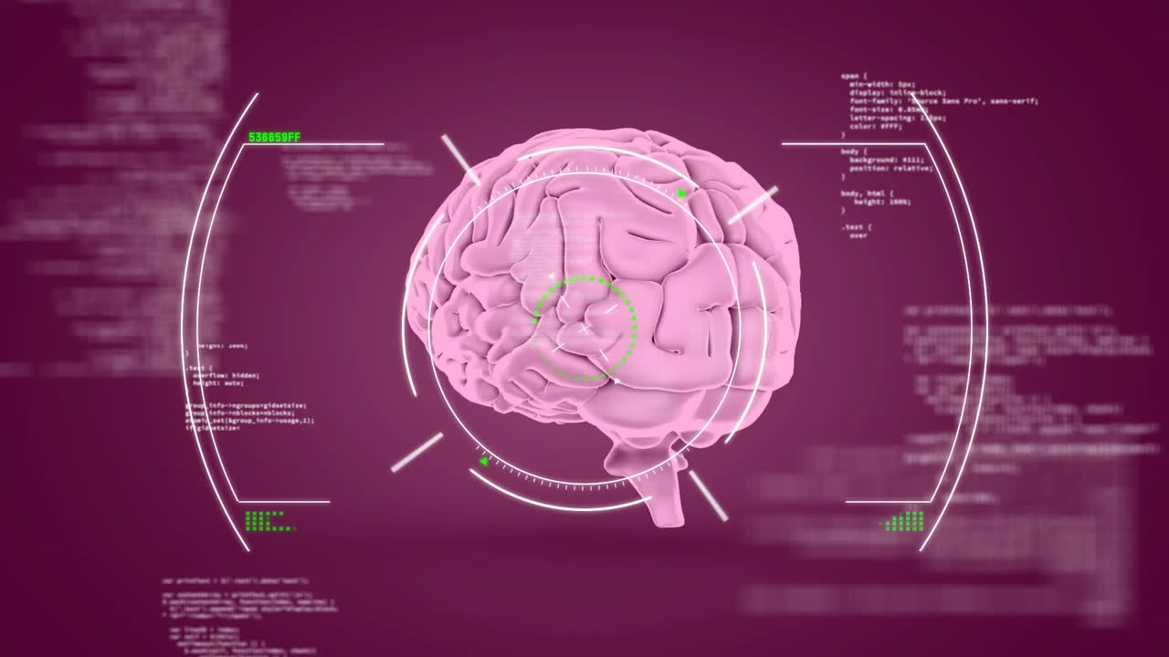 animación del procesamiento de datos a través del escaneo cerebral y del alcance