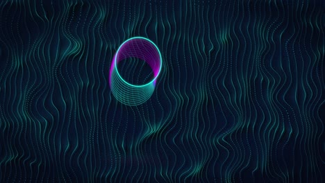 animación de círculos de neón sobre líneas verdes sobre fondo negro.