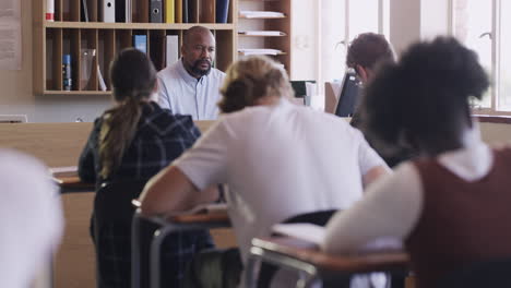 classroom scene with teacher and students