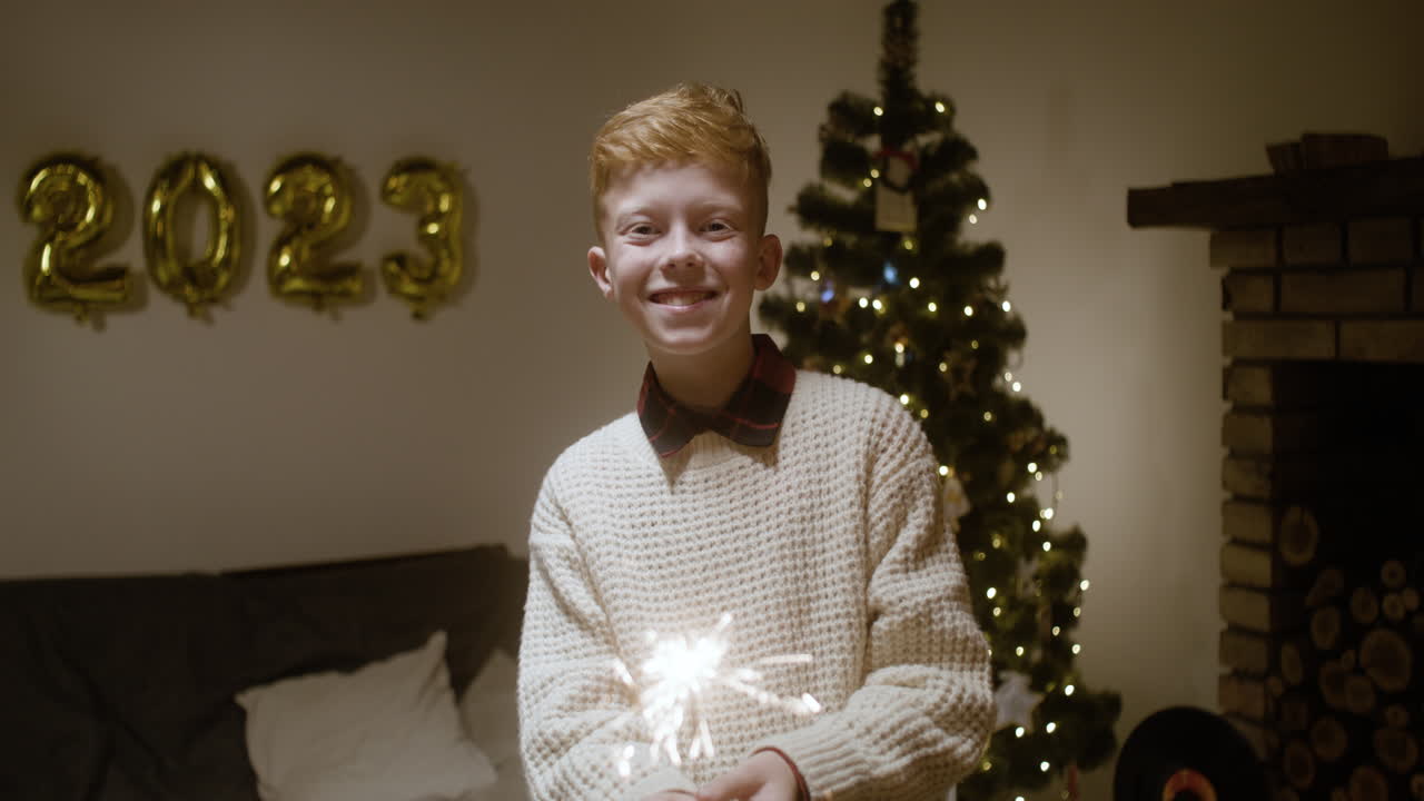 празднование нового года в гостиной.