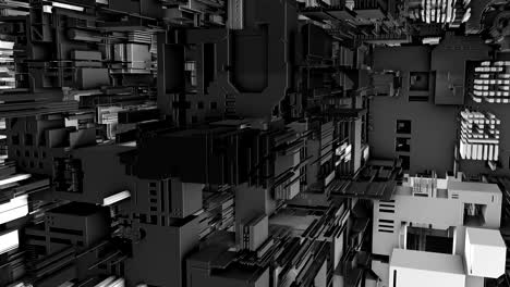 abstract 3d rendering of surface with random cubes and electronic shapes.