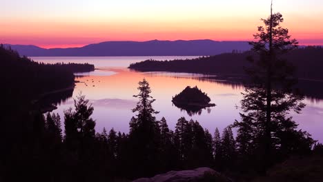 a beautiful dawn establishing shot of emerald bay at lake tahoe 2