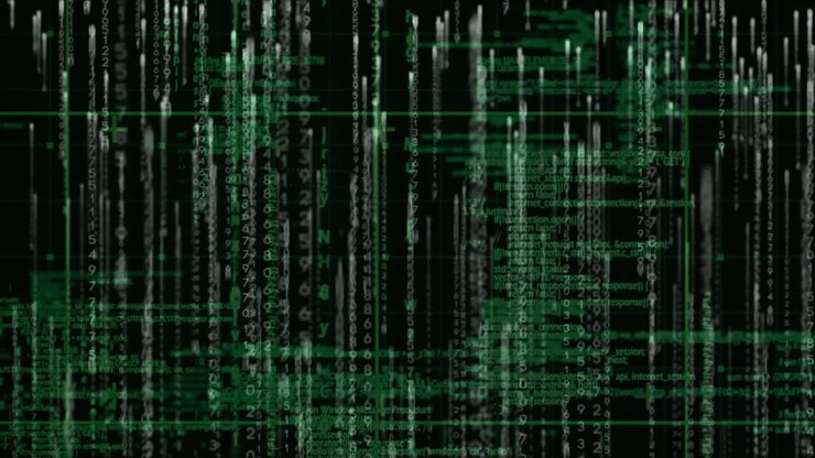 Animation of binary coding over data processing