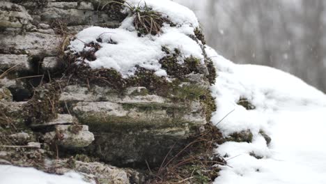 Schnee-Fällt-Auf-Die-Felsen