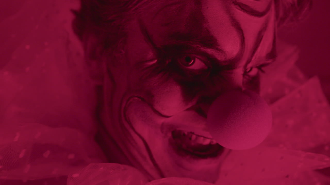 Close up of scary clown