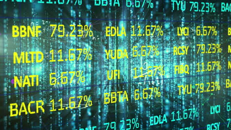 procesamiento de datos del mercado de valores contra un fondo azul brillante
