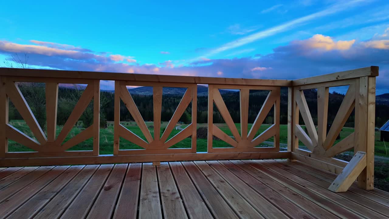 Clouds time lapse at wooden terrace