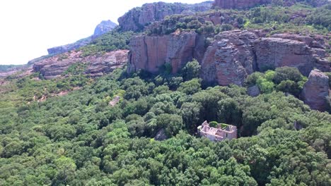 Aerial-view-of-landscape-of-Cannes-mountain-and-canyon-at-sunny-summer-morning