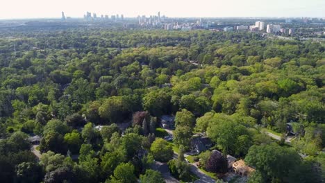 aerial view circling over a sunny mississauga neighborhood