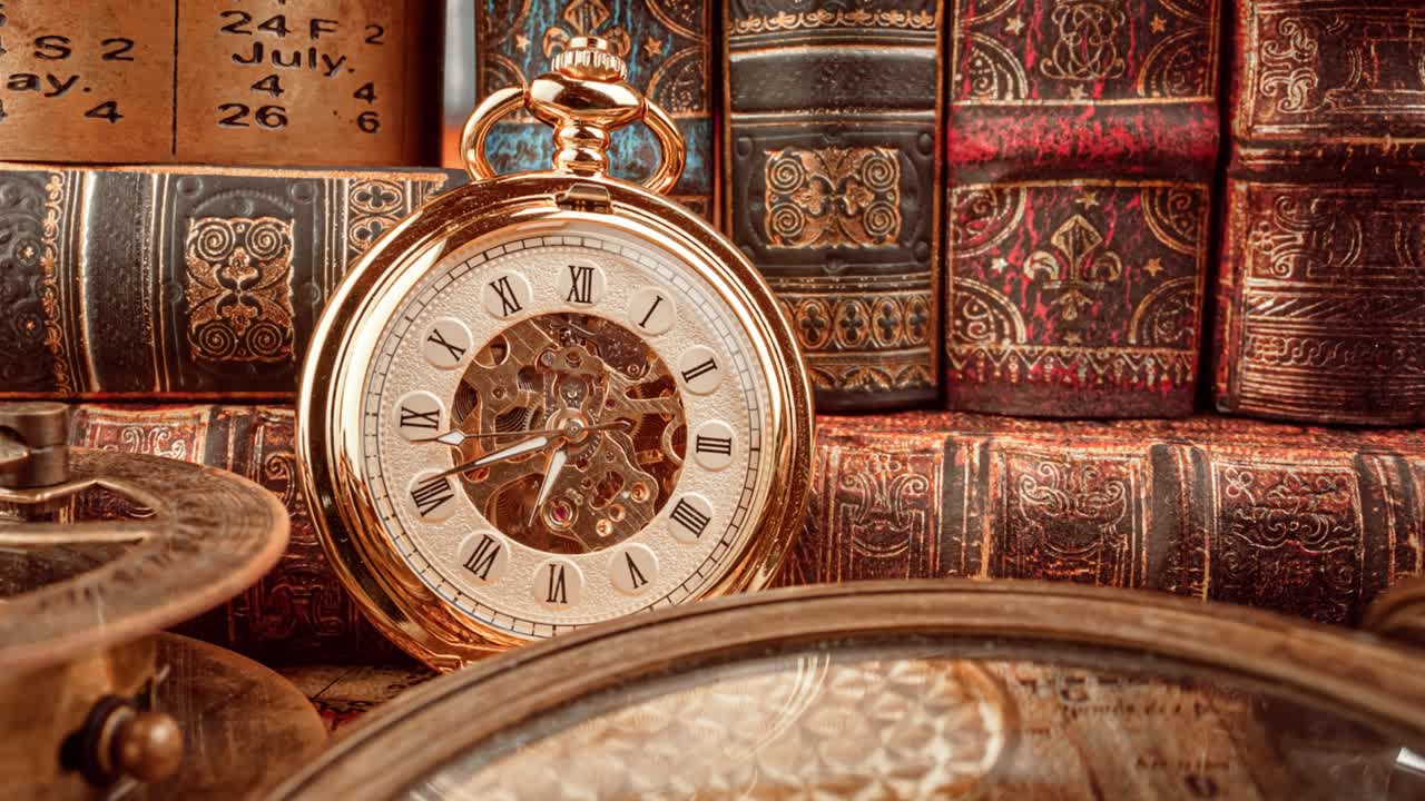 reloj de bolsillo vintage. concepto de fondo vintage de la historia del tiempo.