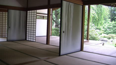 interior of japanese house with view of garden