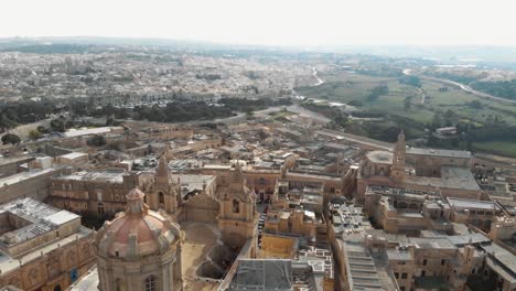 Cúpula-De-La-Iglesia-De-San-Publio-Y-Malta,-Paisaje-Urbano-De-Mdina